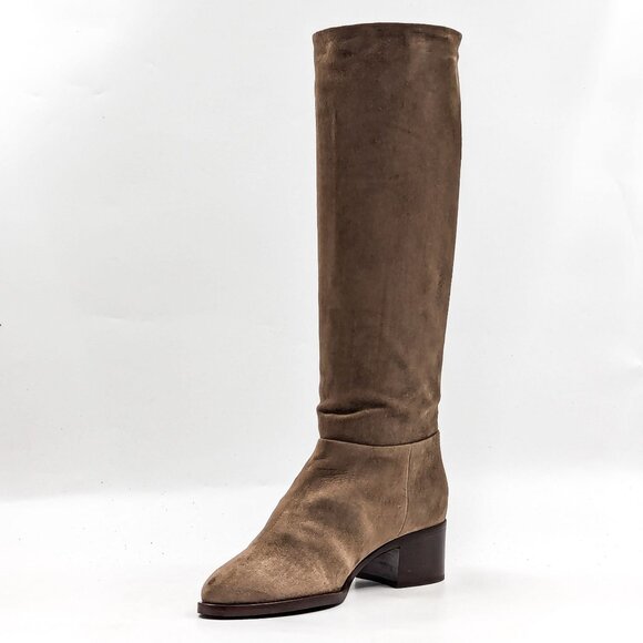 Prada Khaki Fine Luxe Suede Riding Equestrian Almond Slip Boots 8US EUR38 - Picture 2 of 9